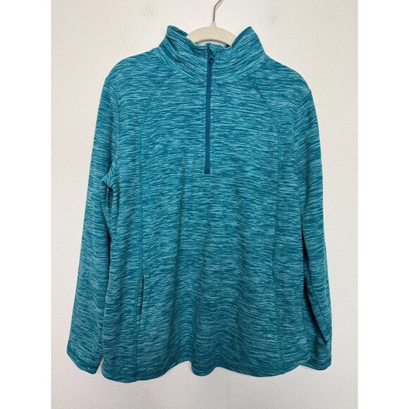 St. Johns Bay Womens Large Quarter Zip Polar Fleece Pullover Blue Long Sleeve - Picture 2 of 9